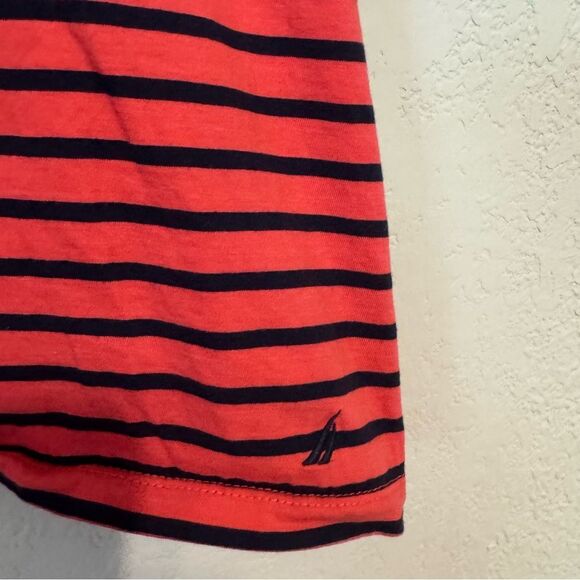 Women's Nautica Red and Navy Striped Short Sleeve Tee - Picture 7 of 9